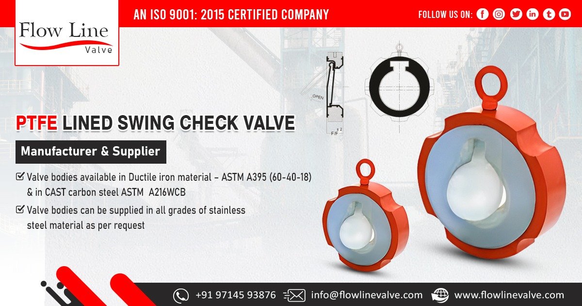 PTFE Lined Swing Check Valve Supplier in India