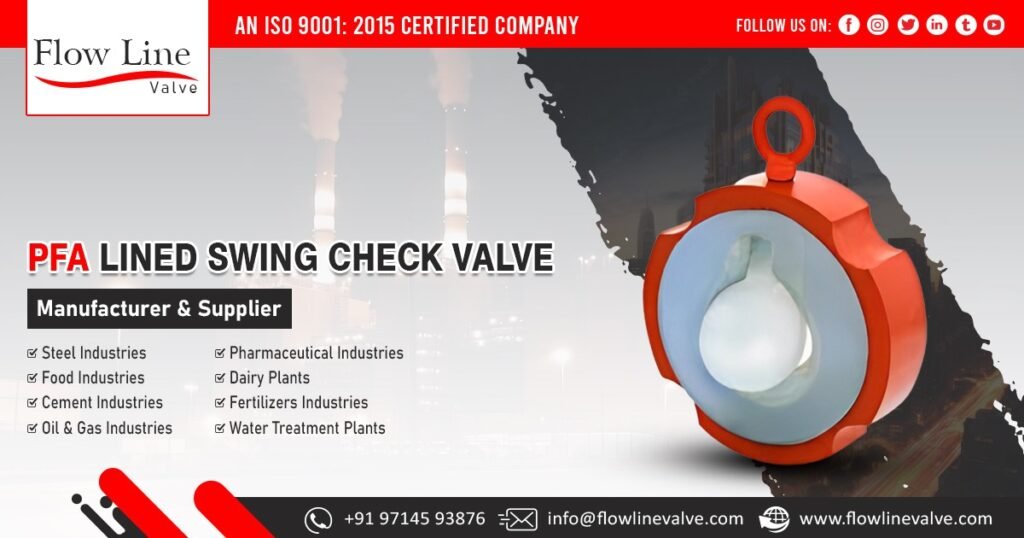 PFA Lined Swing Check Valve Supplier in India
