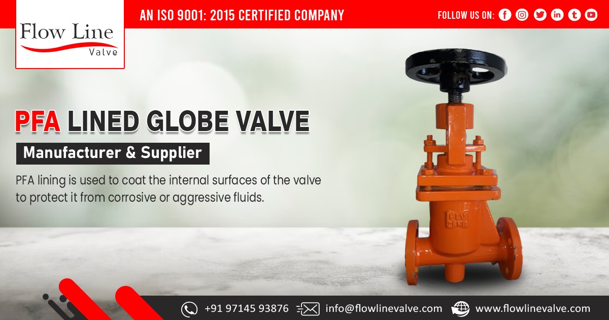 PFA Lined Globe Valves Supplier in India