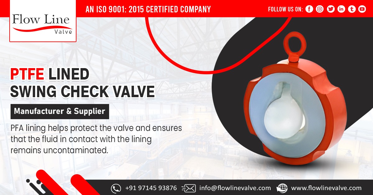 Supplier of PTFE Lined Swing Check Valve in India