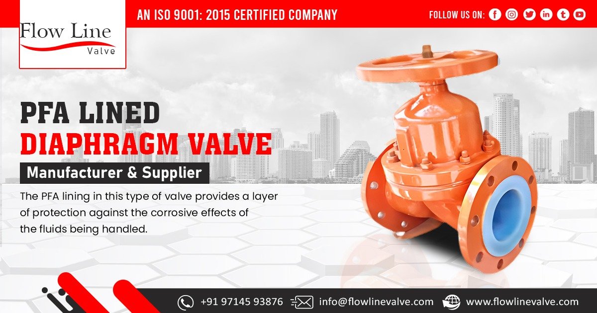 Supplier of PFA Lined Diaphragm Valves in India