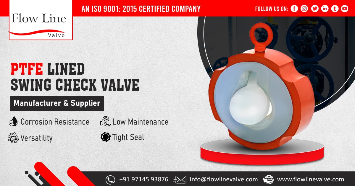 Top Supplier of PTFE Lined Swing Check Valve in India