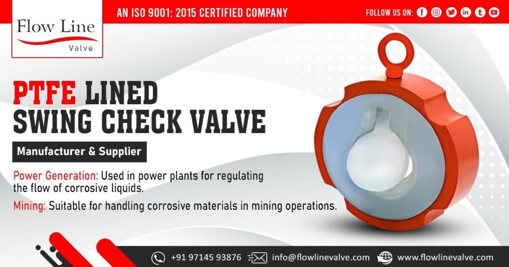 Supplier of PTFE Lined Swing Check Valve in Madhya Pradesh