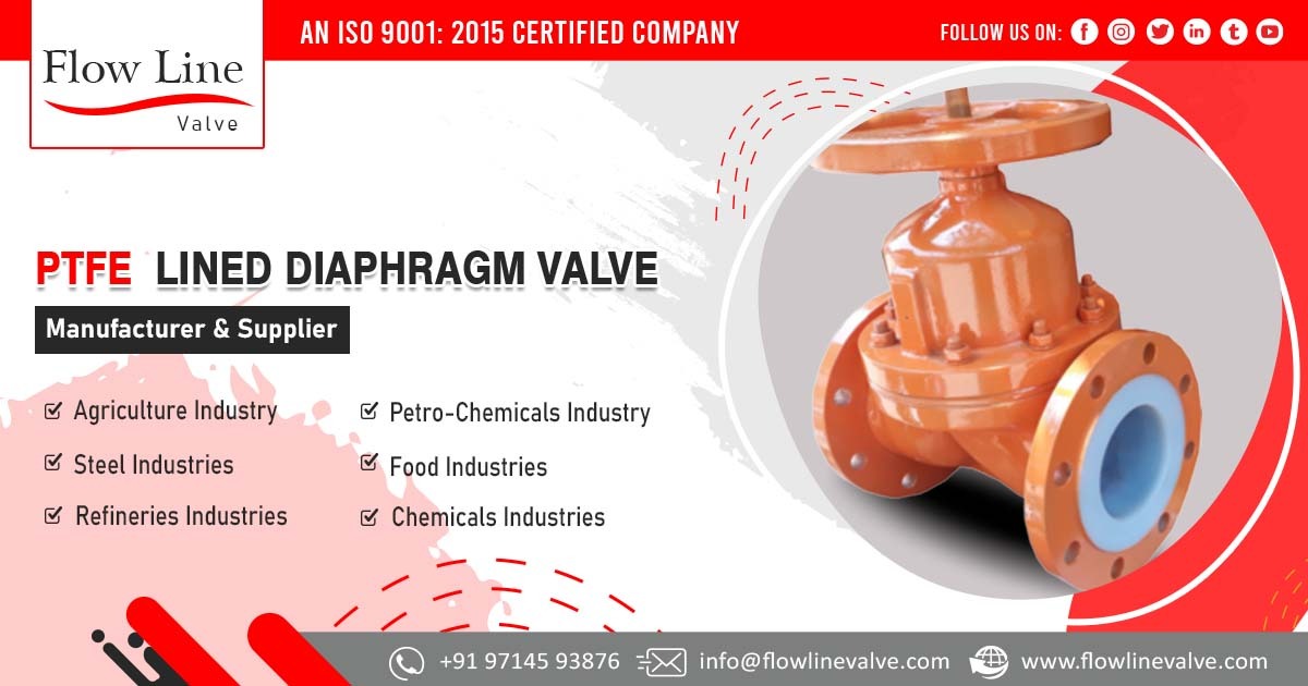 Supplier of PTFE Lined Diaphragm Valve in Rajasthan