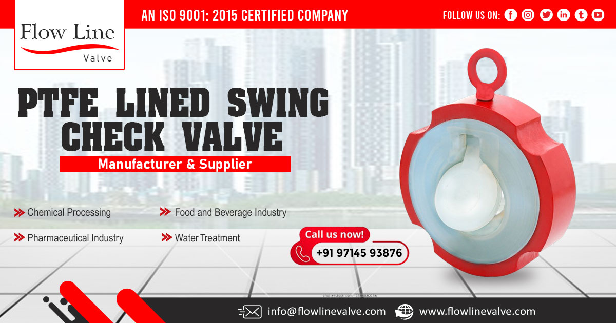 Supplier of PTFE Lined Swing Check Valve in Uttar Pradesh