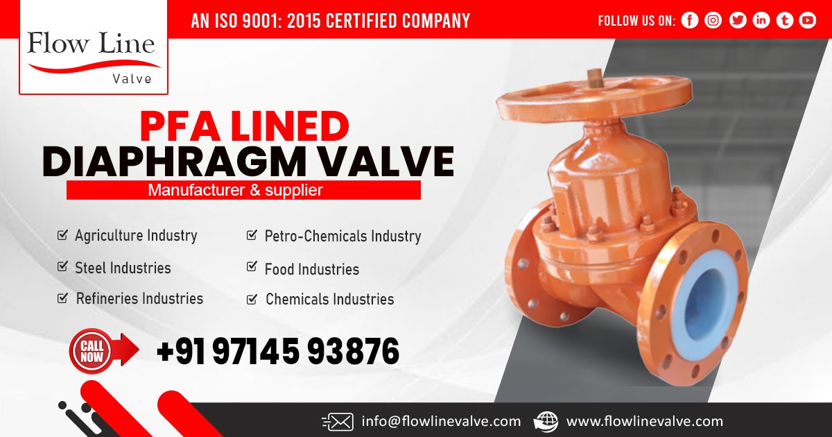 PFA Lined Diaphragm Valve in Rajasthan