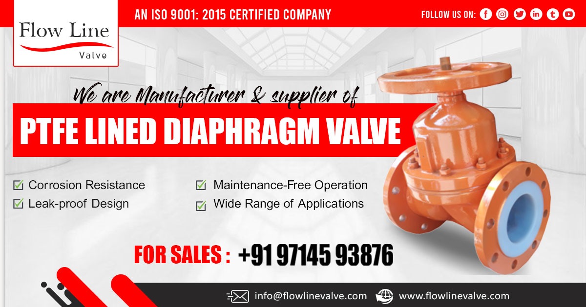 PTFE Lined Diaphragm Valve Supplier in Rajasthan