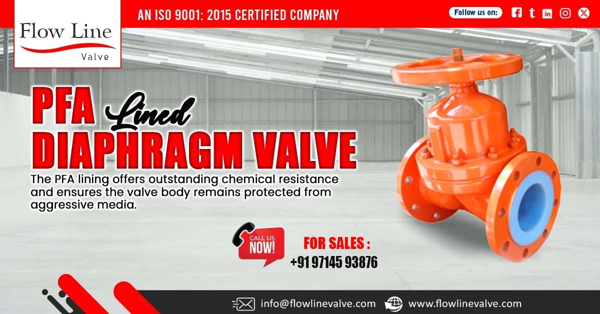 PFA Lined Diaphragm Valve in Delhi