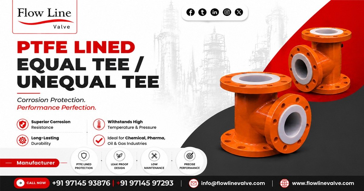 PTFE Lined Equal Tee and Unequal Tee in Noida