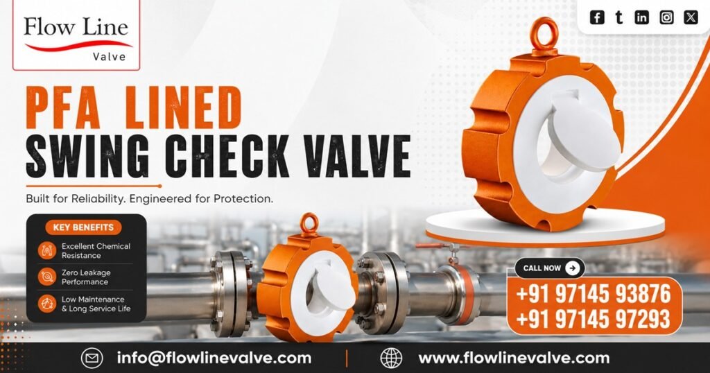 PFA Lined Swing Check Valve in Delhi