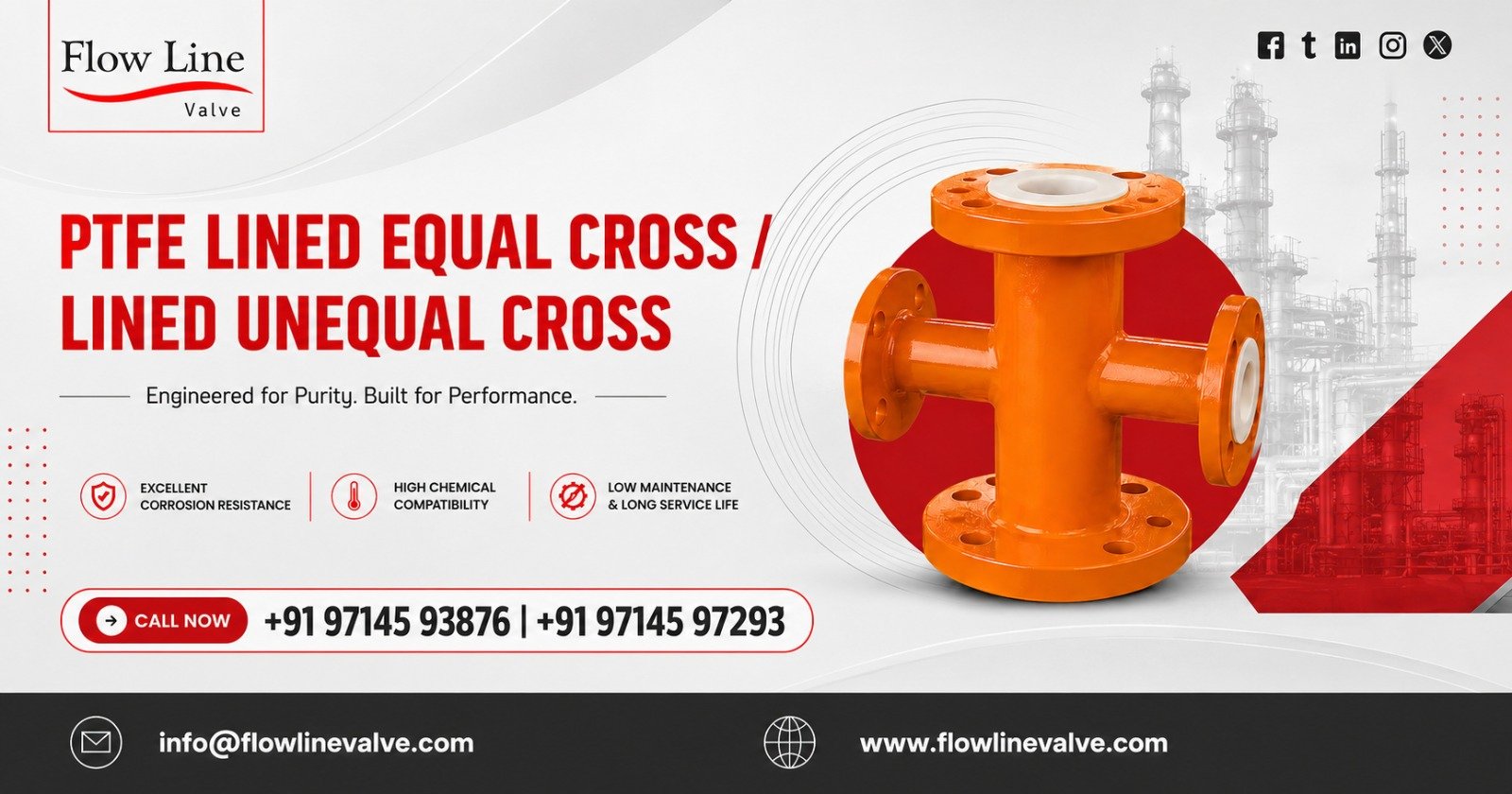 PTFE Lined Equal Cross and Unequal Cross in Pune